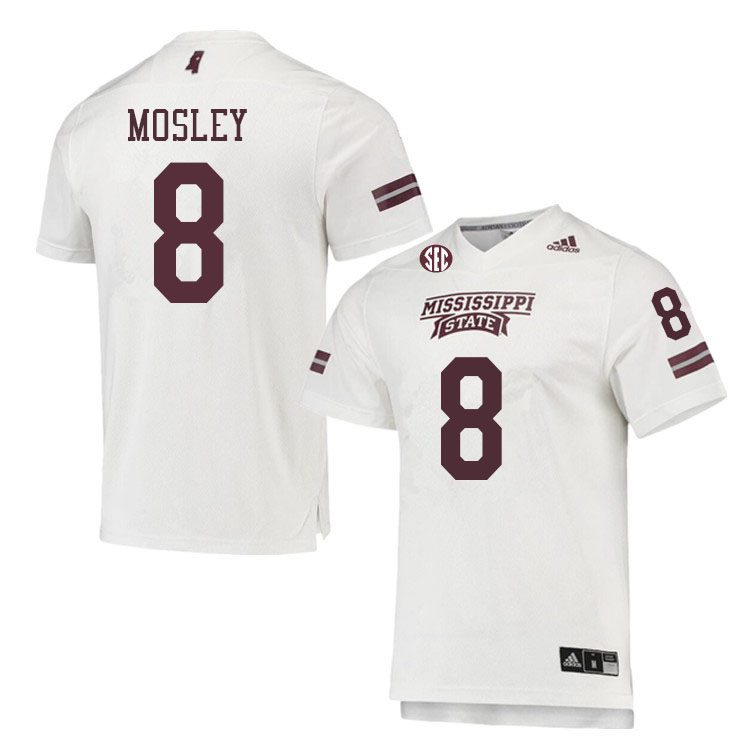 Men #8 Jordan Mosley Mississippi State Bulldogs College Football Jerseys Sale-White - Click Image to Close